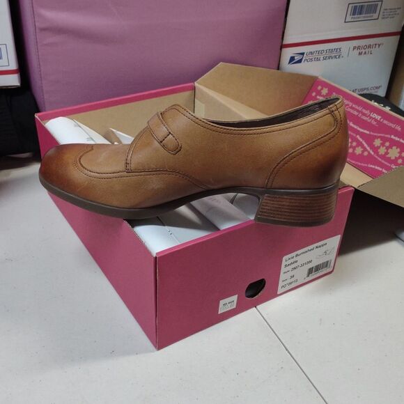 Dansko Women's 39 Livie Slip On Saddle Brown Burnished Nappa Loafers - New - Picture 3 of 6